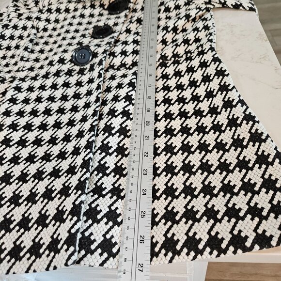 Ali Miles Black & White Houndstooth Button-Up Coat Blazer Sz Small Preppy Flowy - Picture 9 of 12